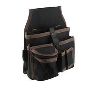 Sac banane pour outils à usage quotidien pour entrepreneurs et personnel d'entretien avec sangle réglable et rangement à plusieurs niveaux pour équipement commun (noir + marron)