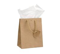 Sac boutique brun poignées cordelières 23 x 18 x 10 cm - Carton de 10