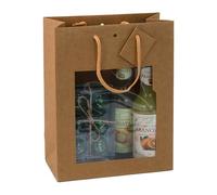 Sac boutique en kraft brun résistant Middle poignées cordelières 22 x 11 x 28 cm - 12 sacs