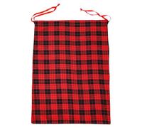Sac Cadeau de Noël à Cordon Réutilisable Motif Carreaux Buffalo | Coton polyester premium, fermeture sécurisée, motif festif rouge et noir, idéal pour cadeaux et bonbons Rouge