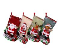Sac cadeau de Noël, bas de Noël, Père Noël, bonhomme de neige, supports de chaussettes en peluche 3D compatibles avec sapin de Noël, cheminé
