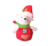 Sac cadeau de Noël en polaire douce avec motif dessin animé, Père Noël, bonhomme de neige, pingouin, renne, ours, biscuit, ouverture élastique, léger, 25 x 10 x 2 cm, pour les vacances (ours)