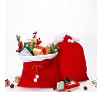 Sac Cadeau de Noël Rouge en Velours - Sac de Père Noël | Hotte de Père Noël , Sac Cadeau de Noel Rouge en Velour, Grand Sac avec Cordon de Serrage - Pour Cadeaux et Activités