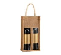Sac cadeau en lin avec fenêtre transparente avec compartiments | Bouteille | Bouteille de taille standard de 17 x 9 x 33 cm, tissu en lin avec fenêtre en PVC transparent, séparateur de manchon de