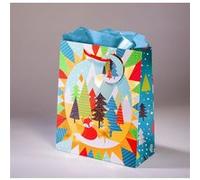 Sac cadeau Forêt blanche GM L 26 x H 32,5 x P 12,5 cm envrenard et paysage de neige naïf G
