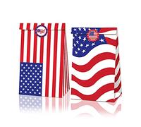 Sac cadeau motif drapeau américain avec autocollants, drapeau américain pour les décorations du jour du souvenir du 4 juillet fournitures de fête