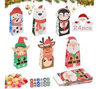 Sac Cadeau Noel, Sac Cadeau, 24 Pièces Pochette Cadeau Noel, Sac Noel Cadeau, Sacs Cadeaux de Noël, Sac Papier Boite Cadeau Noel pour l'anniversaire des Enfants Cadeaux de Fête