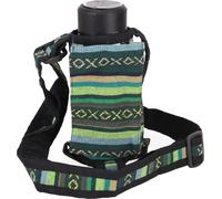 Sac coloré pour bouteilles d'eau, porte-bouteilles ethno, sac pour bouteilles - vert, unie - adulte, coton, 22*7*7 cm, sac à bandoulière alternatif, sac à main en tissu