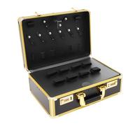 Sac de coiffeur avec serrure à combinaison, portable, 40 × 16,5 × 27,5 cm, organisateur d'outils pour tondeuse, tondeuse, ciseaux (doré)