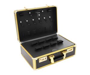 Sac de coiffeur avec serrure à combinaison, portable, 40 × 16,5 × 27,5 cm, organisateur d'outils pour tondeuse, tondeuse, ciseaux (doré)