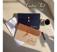 Sac de document A4 en feutre personnalisé avec texte de nom, chemise de fichier à bouton personnalisée, porte-documents d'entreprise personnalisé avec nom, pochette de rangement à fermeture à bouton,