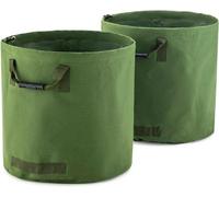 Sac de jardin Ibzoa® en toile, 2 x 120 L – sac robuste et résistant aux intempéries, avec une barre en PVC élastique et des poignées en caoutchouc, pliable, idéal pour le jardin, la récolte et le camp
