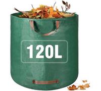 Sac de jardin Unyqoos® de 120 litres – grand et réutilisable, diamètre 45 x 76 cm, 3 poignées de transport, bord renforcé, pliable, tissu en polypropylène avec fond renforcé