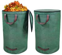 Sac de jardin Unyqoos® de 120 litres – robuste, réutilisable, en tissu PP de 150 g/m² avec couvercle en métal et fermeture éclair, résistant à l'eau, pliable, avec 4 poignées de transport