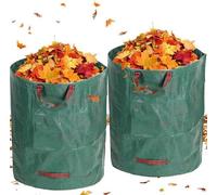 Sac de jardinage vert 2 x 500 l, 4 poignées, réutilisable, pour les feuilles mortes et l'herbe coupée