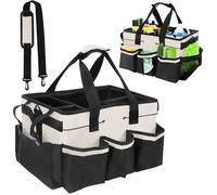 Sac de kit de nettoyage pour voiture, panier à outils multi-poches, panier pour produits de nettoyage, avec sangles réglables,