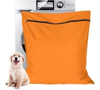 Sac De Lavage Pour Animaux Anti-Poils 70x80 cm, Fermeture Éclair Verrouillable, Grand Filet Protection Machine, Orange