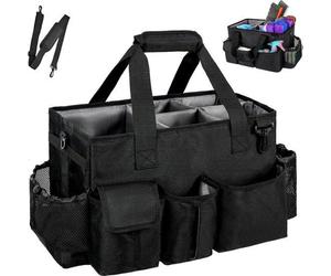 Sac de nettoyage noir avec poignée et compartiments de rangement