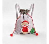 Sac de Père Noël avec cordon de serrage, polaire 25 x 30 cm, double épaule