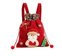 Sac de Père Noël avec cordon de serrage, polaire 25 x 30 cm, double épaule | Matériau polaire doux avec cordon de serrage sécurisé pour contenir des bonbons ou des jouets pour les fêtes de vacances ou