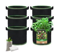 Sac de Plantation Non Tissé 11L (3 Gallons) - Lot de 6 Pots avec 100 Sac de Semis, Géotextile Respirant pour Plantes, Légumes et Fleurs