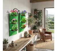 Sac de plantation vertical en feutre avec poignée de suspension multi-poches à fixation murale pour herbes, fleurs, légumes, tissu non tissé respirant, vert pour appartements, balcons, intérieur et