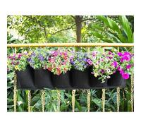 Sac De Plantation Vertical Jardin Sac À Plantes Mural Jardinière Suspendue Balcon Pot À Suspendre Intérieur Extérieur Fleur 6 Poches Noir