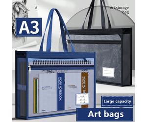 Sac de portfolio d'art A3, sac de transport pour bloc à dessin de grande capacité avec design en maille simple, fournitures pour étudiants, rentrée scolaire, fournitures scolaires A3Polyamide