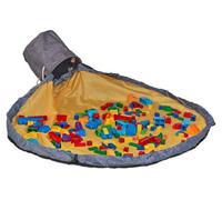 Sac de rangement avec tapis de jeu, 30x32 cm, gris et jaune
