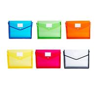 Sac De Rangement De Fichiers A4 Transparent Et Étanche, Pochette D'extension Avec Étiquette De Bouton Pour Le Bureau Et L'école 6 Pièces