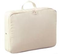 Sac de rangement de voyage de compression de grande capacité avec double fermeture éclair et aérations respirantes pour doudounes, vêtements encombrants (blanc)