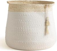 Sac de rangement en coton - Grand sac à jouets tissé pour chambre de bébé - Blanc 38 x 44 cm