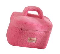 Sac de rangement en peluche robuste, doux et élégant, accessoire de maison pour les amateurs de maquillage et les voyageurs, sac de rangement tendance, rose rouge, Taille unique