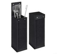 Sac de rangement étanche en tissu Oxford 600D à suspendre pour ustensiles de barbecue pour fêtes en plein air Noir 16 x 16 x 51 cm