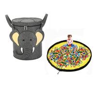 Sac de Rangement Jouet, Tapis de Jeu Organisateur de Jouets Organisateur Rangement pour Lego Tapis Panier De Rangement Pour Jouets Portable enfants jouets organisateur (Elephant)