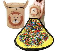 Sac de Rangement Jouet, Tapis de Jeu Organisateur de Jouets Organisateur Rangement pour Lego Tapis Panier De Rangement Pour Jouets Portable enfants jouets organisateur (Lion)