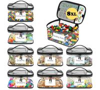 Sac de rangement jouets Sac de rangement Lego - Lot de 8 - 30 x 20 x 15 cm - PVC transparent