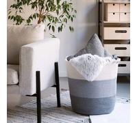 Foxydry Tidy, panier à linge lavable avec poignées | panier à linge, panier de rangement, pour salle de bain et buanderie, corde tressée, trois tons de gris