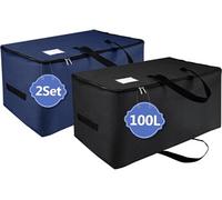 Sac de rangement pliable noir et bleu foncé 100 L