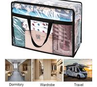 Sac de rangement pour couverture 1/4, sac de rangement en plastique transparent extra large 40L/60L/90L, convient pour ranger les vêtements, les couettes, la literie, les fournitures de déménagement,