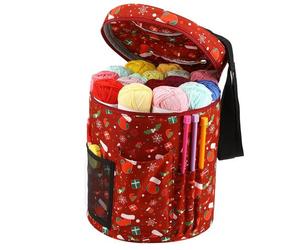 Sac De Rangement Pour Fil De Noël, Sacs Ronds En Laine Tricotée, Sac De Rangement De Voyage De Couleur Rouge, Sac De Rangement Pour Outils De Couture, Accessoires