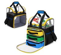 Sac de rangement pour jouets, à deux compartiments, comprenant 4 pièces, dimensions : 30 x 21 x 35,5 cm, en nylon, de couleur noire