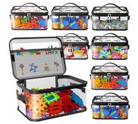 Sac de rangement pour jouets organisateur de jouets sac de rangement - Extra grand 28 x 20 x 14 cm - PVC transparent - Lot de 8 - Pour voyage