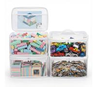 Sac de rangement pour jouets - Organisateur transparent avec poignée - 4 unités - Blanc, petite taille
