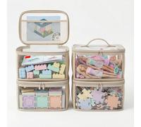 Sac de rangement pour jouets - PVC transparent - Lot de 4 - Pliable - Noir - Taille petite