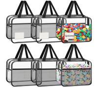 Sac de rangement pour jouets - Transparent PVC - 30 x 12 x 24 cm - 6 compartiments - Étiquettes incluses
