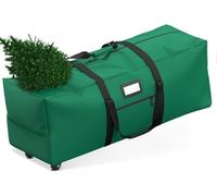 Sac de rangement pour sapin de Noël avec roulettes, sac vert de grande capacité pour sapin jusqu'à 2,5 m, 122 x 51 x 38 cm, durable, résistant à l'eau, double fermeture éclair