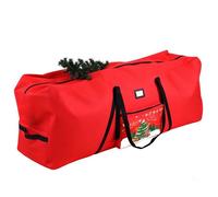 Sac de Rangement pour Sapin de Noël jusqu'à 2,3m,Oxford 600D, avec Poignée,Bandes de Fixation et Motifs Festifs,128x38x51cm-Rouge