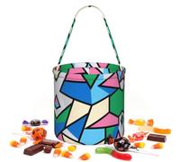 Sac de rangement rond motif patchwork géométrique pour Halloween | Tissu sergé léger réutilisable pouvant contenir des cadeaux essentiels pour une utilisation en fête