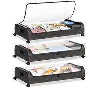 Sac de rangement sous lit - Boîte de rangement à roulettes - 50 L - Pliable - Oxford 600D - Fenêtre transparente